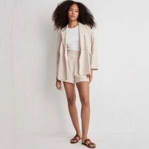 Madewell Linen Pull On Pleated Dress Shorts Cream Sz S